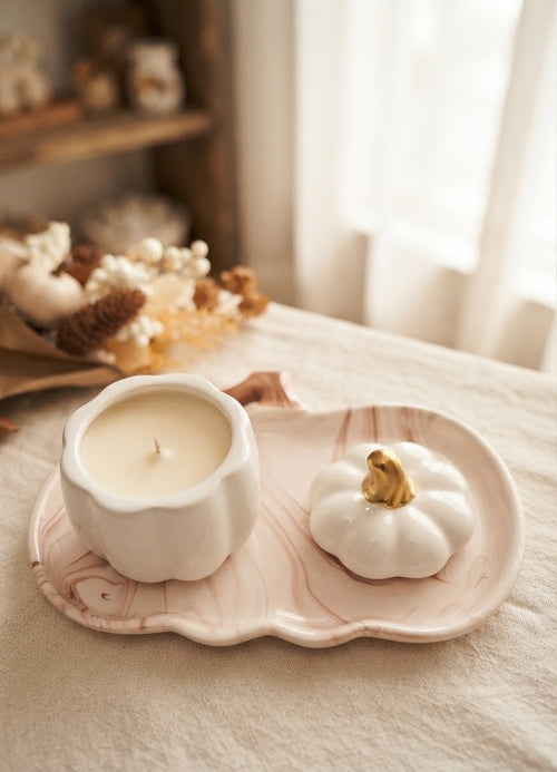 white pumpkin candle jar